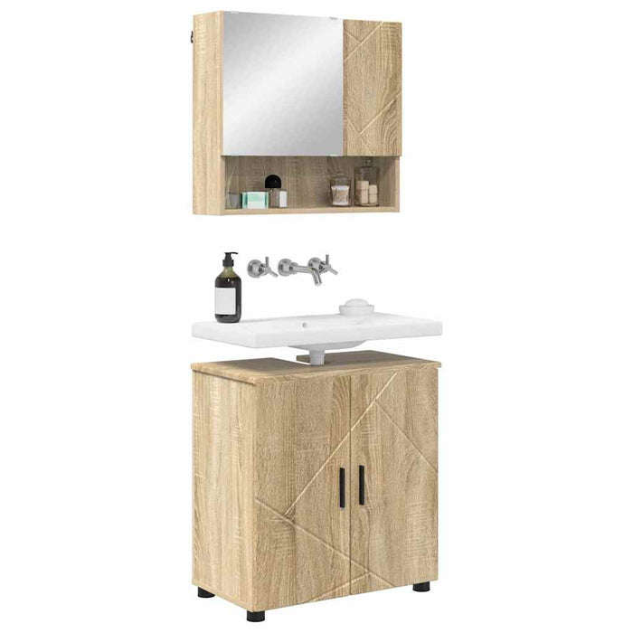 Set de mobilier pentru baie Pe perete 2 pcs Stejar Sonoma WALTI