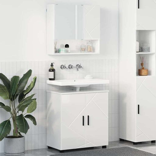 Set de mobilier pentru baie Pe perete 2 pcs Alb foarte lucios - WALTI WALTI