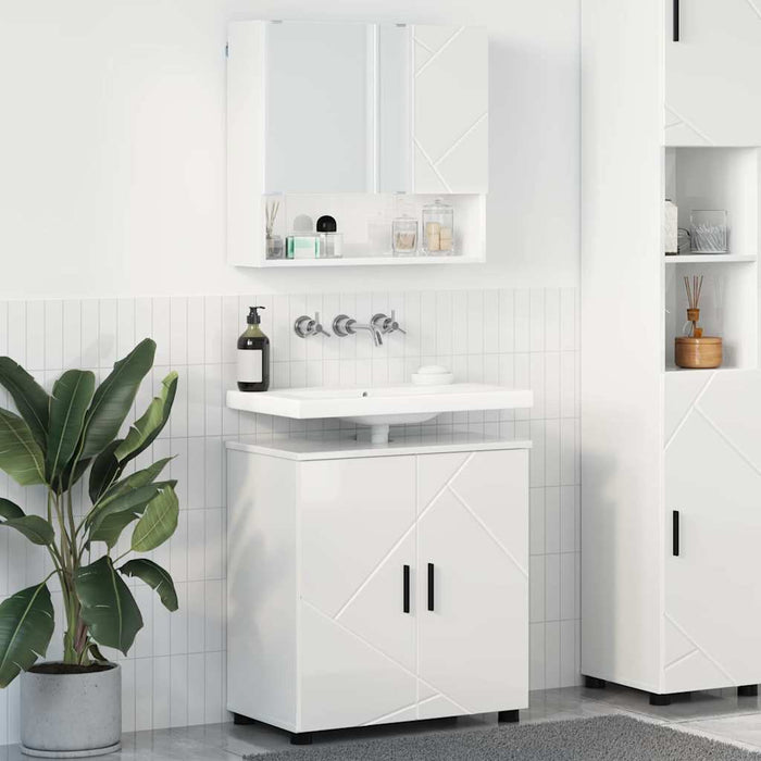 Set de mobilier pentru baie Pe perete 2 pcs Alb foarte lucios - WALTI WALTI