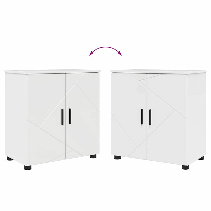 Set de mobilier pentru baie Pe perete 2 pcs Alb foarte lucios - WALTI WALTI