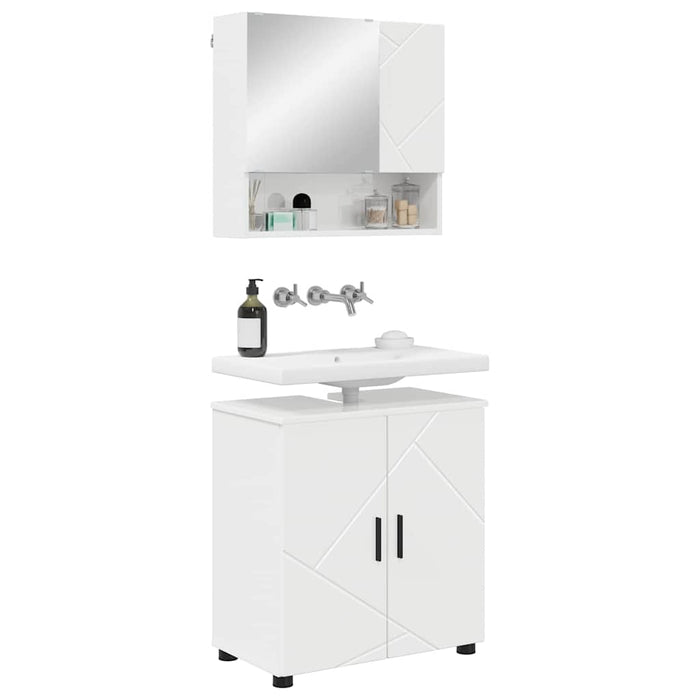 Set de mobilier pentru baie Pe perete 2 pcs Alb foarte lucios - WALTI WALTI