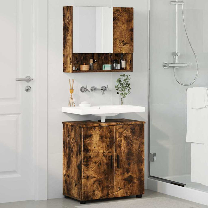 Set de mobilier pentru baie 2 buc. Stejar fumuriu - WALTI WALTI
