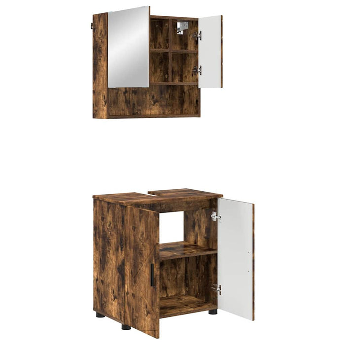 Set de mobilier pentru baie 2 buc. Stejar fumuriu - WALTI WALTI