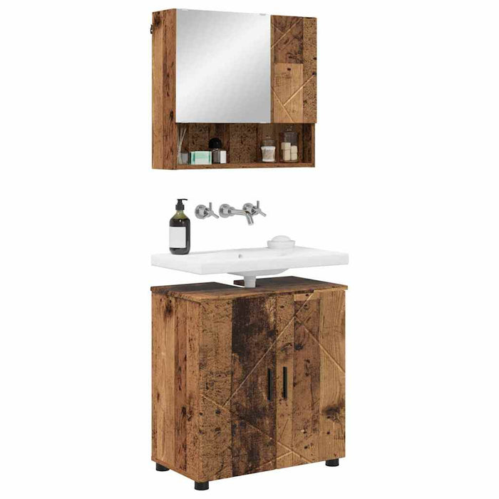 Set de mobilier pentru baie 2 buc. Lemn Vechi 61 x 35 x 64 cm WALTI