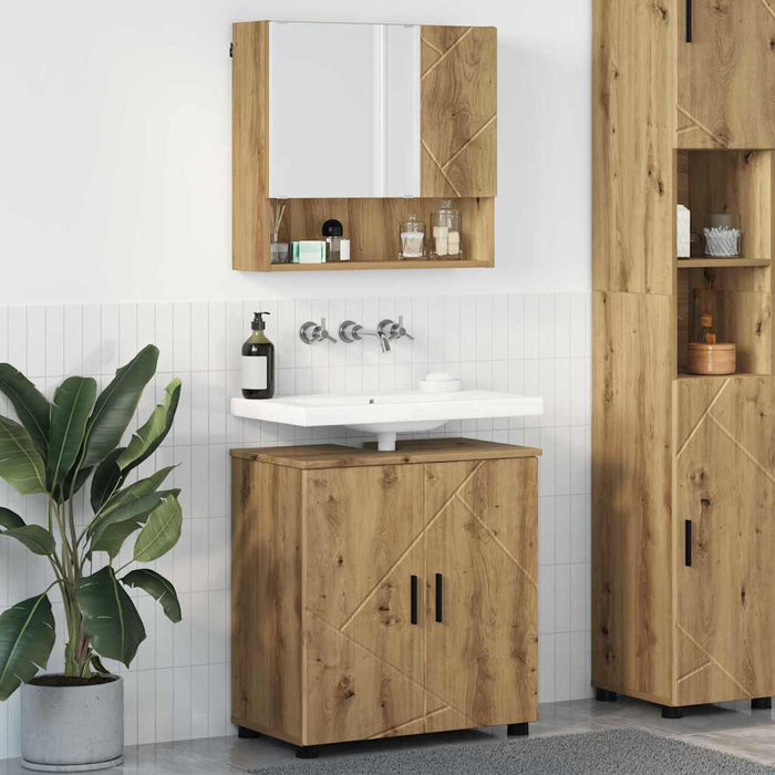 Set de mobilier pentru baie 2 buc. Stejar Artizanal WALTI