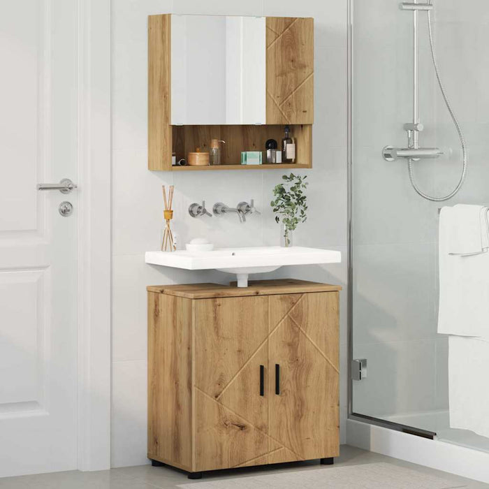 Set de mobilier pentru baie 2 buc. Stejar Artizanal WALTI