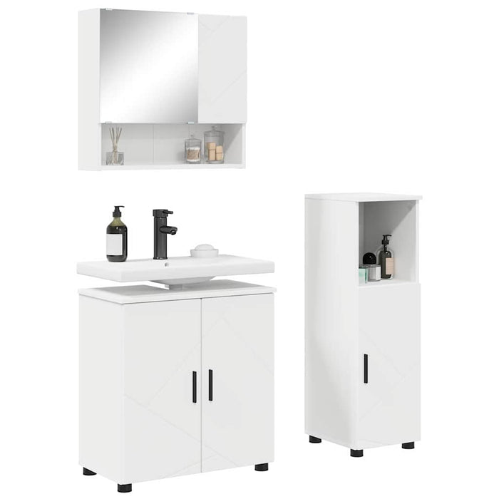 Set de mobilier pentru baie Pe perete 3 pcs Alb 61 x 35 x 64 cm - WALTI WALTI