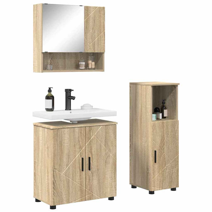 Set de mobilier pentru baie Pe perete 3 pcs Stejar Sonoma WALTI