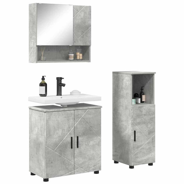 Set de mobilier pentru baie 3 pcs Gri beton 61 x 35 x 64 cm - WALTI WALTI