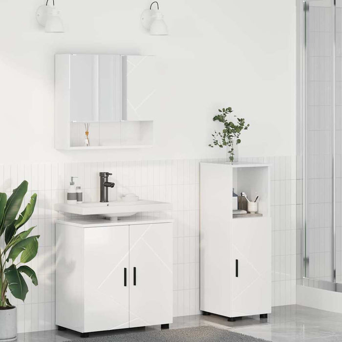 Set de mobilier pentru baie Pe perete 3 pcs Alb foarte lucios - WALTI WALTI