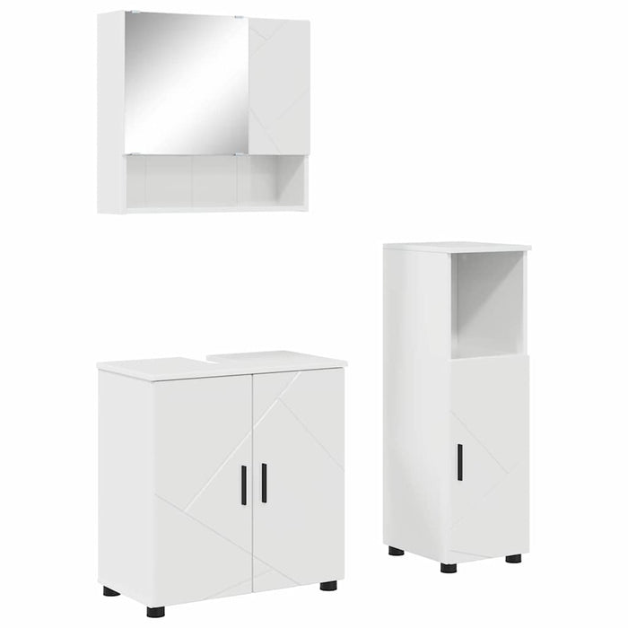 Set de mobilier pentru baie Pe perete 3 pcs Alb foarte lucios - WALTI WALTI