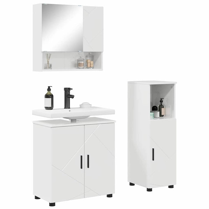 Set de mobilier pentru baie Pe perete 3 pcs Alb foarte lucios - WALTI WALTI