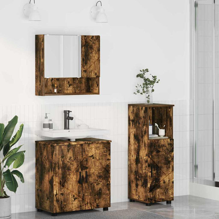 Set de mobilier pentru baie 3 buc. Stejar fumuriu - WALTI WALTI