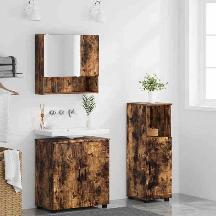 Set de mobilier pentru baie 3 buc. Stejar fumuriu - WALTI WALTI