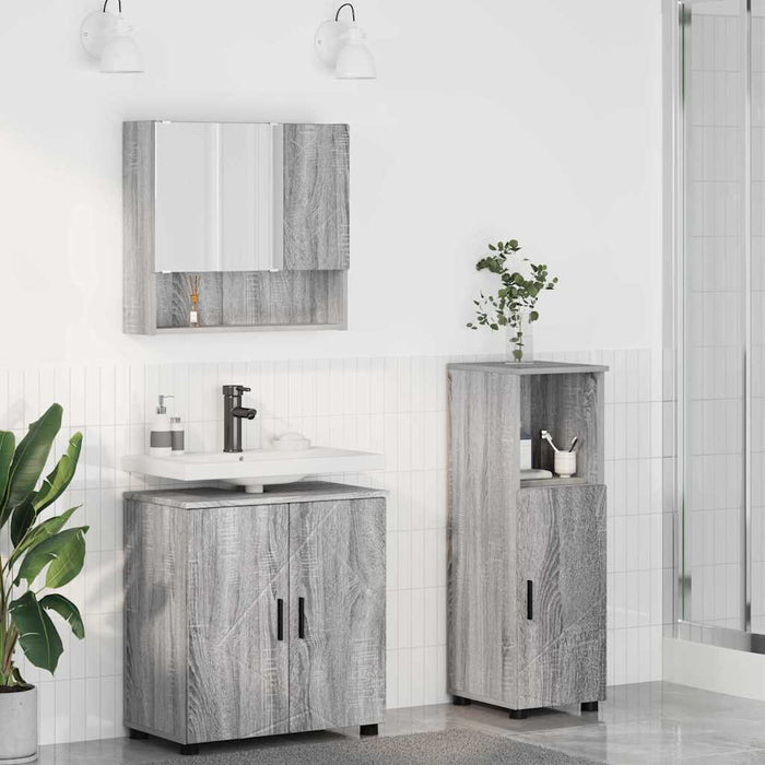 Set de mobilier pentru baie 3 buc. Gri Sonoma 61 x 35 x 64 cm WALTI