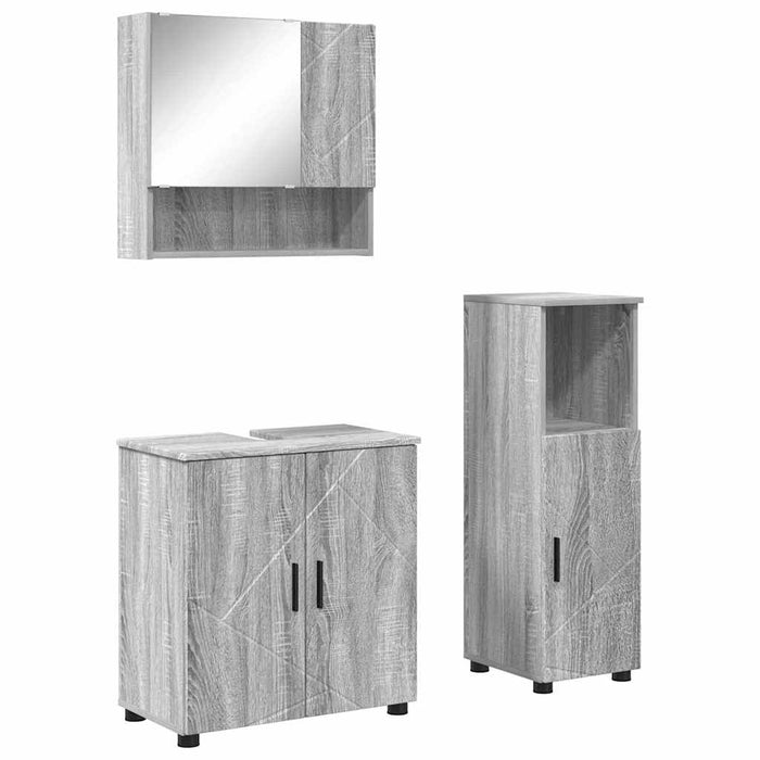 Set de mobilier pentru baie 3 buc. Gri Sonoma 61 x 35 x 64 cm WALTI