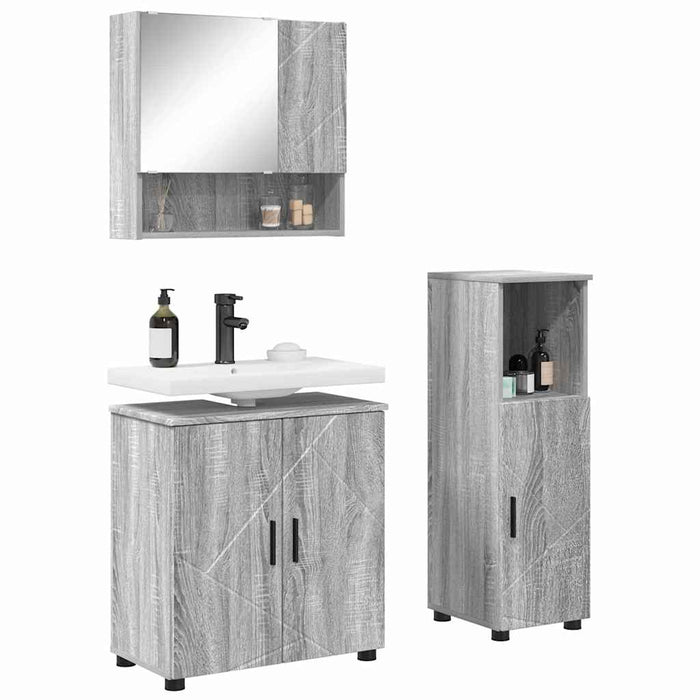 Set de mobilier pentru baie 3 buc. Gri Sonoma 61 x 35 x 64 cm WALTI