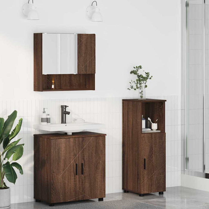 Set de mobilier pentru baie 3 pcs Stejar brun 61 x 35 x 64 cm - WALTI WALTI