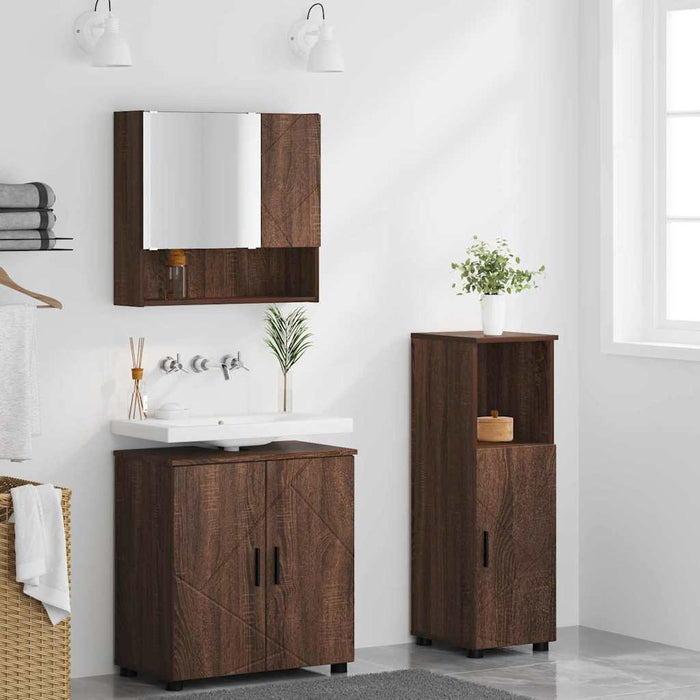 Set de mobilier pentru baie 3 pcs Stejar brun 61 x 35 x 64 cm - WALTI WALTI
