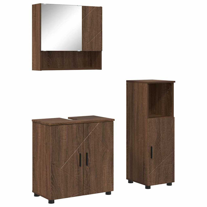Set de mobilier pentru baie 3 pcs Stejar brun 61 x 35 x 64 cm - WALTI WALTI