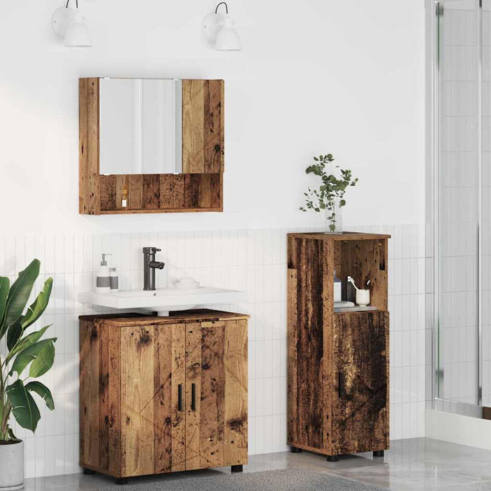 Set de mobilier pentru baie 3 buc. Lemn Vechi 61 x 35 x 64 cm WALTI