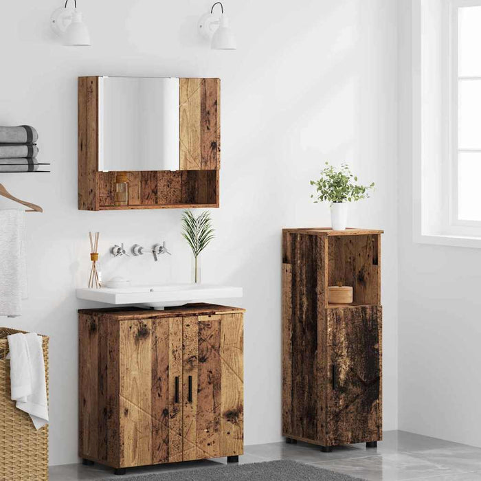 Set de mobilier pentru baie 3 buc. Lemn Vechi 61 x 35 x 64 cm WALTI