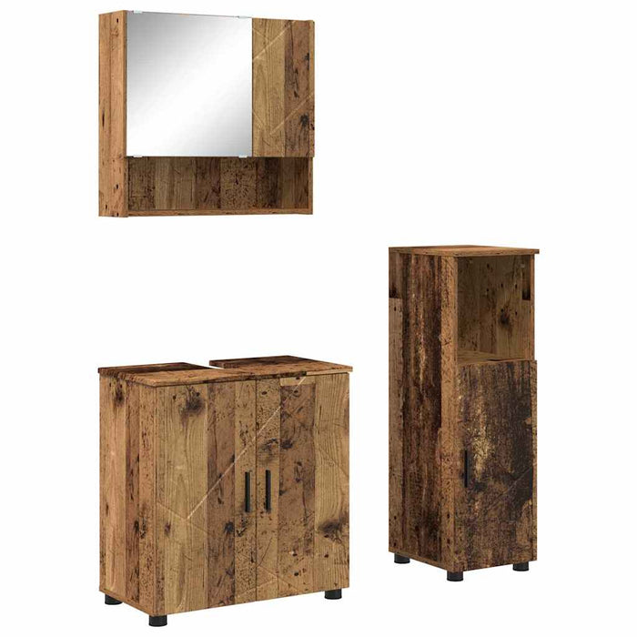 Set de mobilier pentru baie 3 buc. Lemn Vechi 61 x 35 x 64 cm WALTI