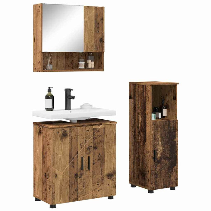 Set de mobilier pentru baie 3 buc. Lemn Vechi 61 x 35 x 64 cm WALTI