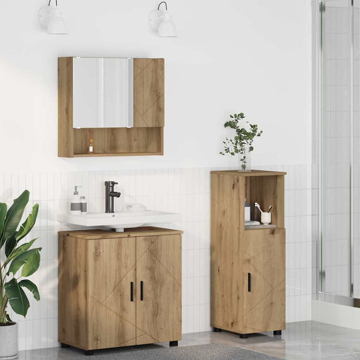 Set de mobilier pentru baie 3 buc. Stejar Artizanal WALTI