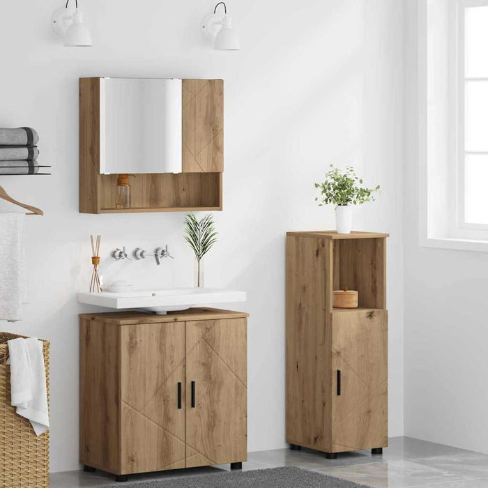 Set de mobilier pentru baie 3 buc. Stejar Artizanal WALTI