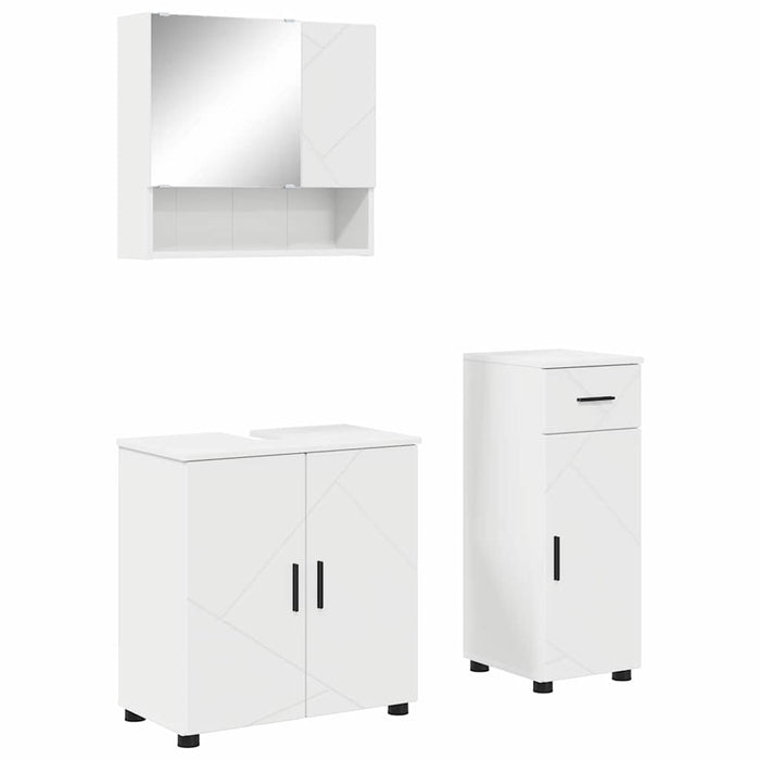 Set de mobilier pentru baie 3 pcs Alb Lemn compozit & Metal - WALTI WALTI