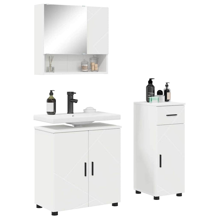 Set de mobilier pentru baie 3 pcs Alb Lemn compozit & Metal - WALTI WALTI