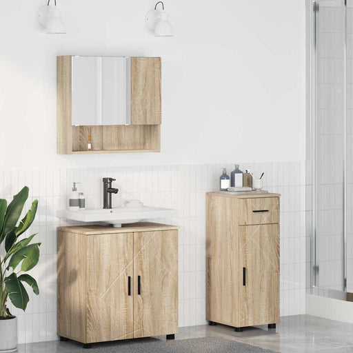 Set de mobilier pentru baie cu sertar 3 pcs Stejar Sonoma - WALTI WALTI