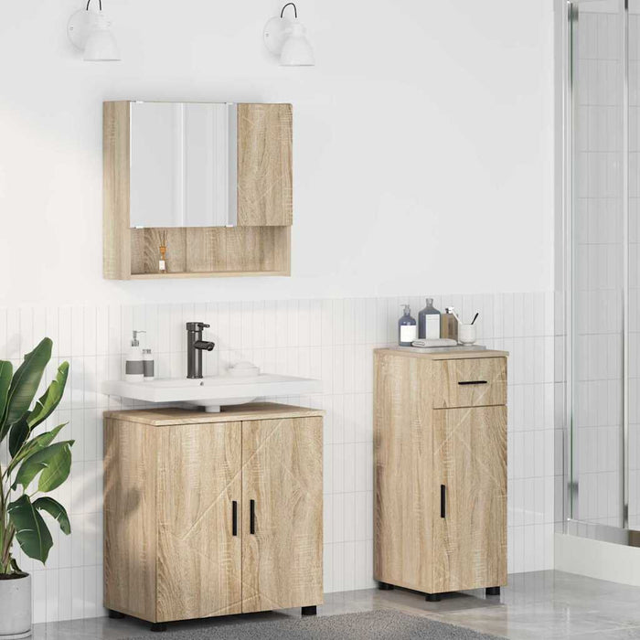 Set de mobilier pentru baie cu sertar 3 pcs Stejar Sonoma WALTI