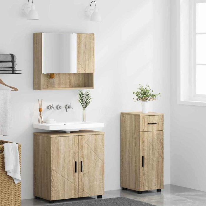 Set de mobilier pentru baie cu sertar 3 pcs Stejar Sonoma WALTI