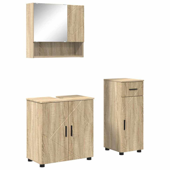 Set de mobilier pentru baie cu sertar 3 pcs Stejar Sonoma WALTI