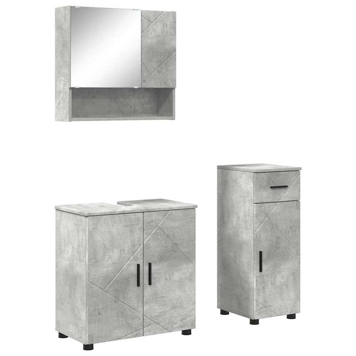 Set de mobilier pentru baie cu sertar 3 pcs Gri din beton - WALTI WALTI