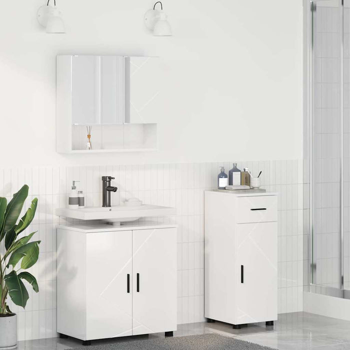 Set de mobilier pentru baie cu sertar cu ușă 3 pcs Alb lucios - WALTI WALTI