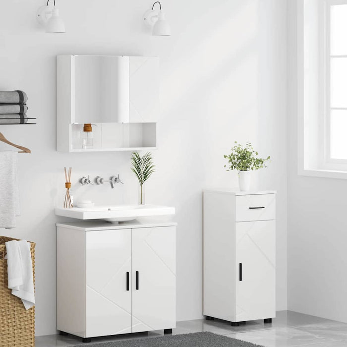Set de mobilier pentru baie cu sertar cu ușă 3 pcs Alb lucios - WALTI WALTI