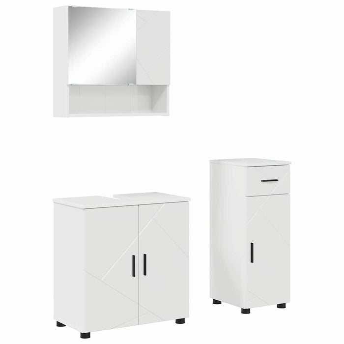 Set de mobilier pentru baie cu sertar cu ușă 3 pcs Alb lucios - WALTI WALTI