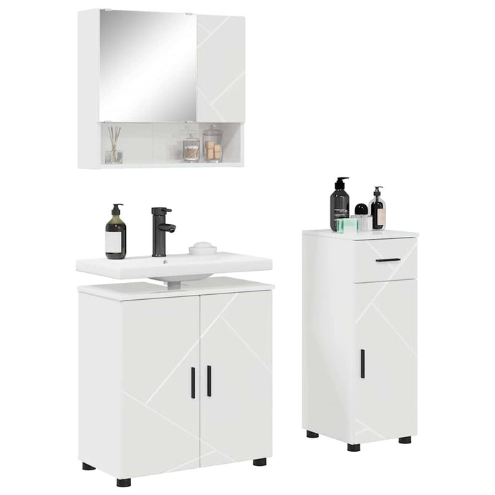 Set de mobilier pentru baie cu sertar cu ușă 3 pcs Alb lucios - WALTI WALTI