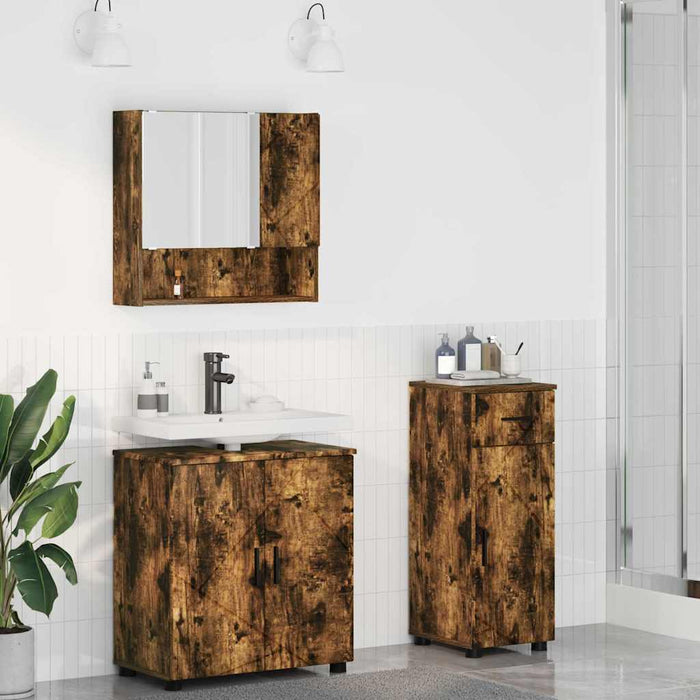 Set de mobilier pentru baie 3 buc. Stejar fumuriu - WALTI WALTI