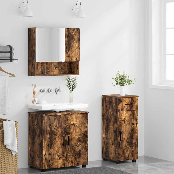 Set de mobilier pentru baie 3 buc. Stejar fumuriu - WALTI WALTI