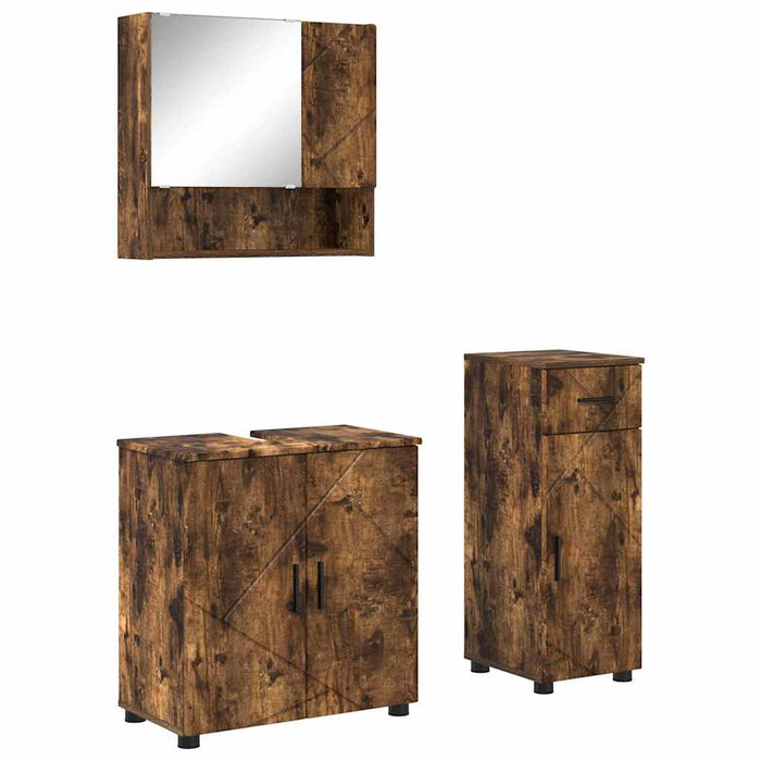 Set de mobilier pentru baie 3 buc. Stejar fumuriu - WALTI WALTI