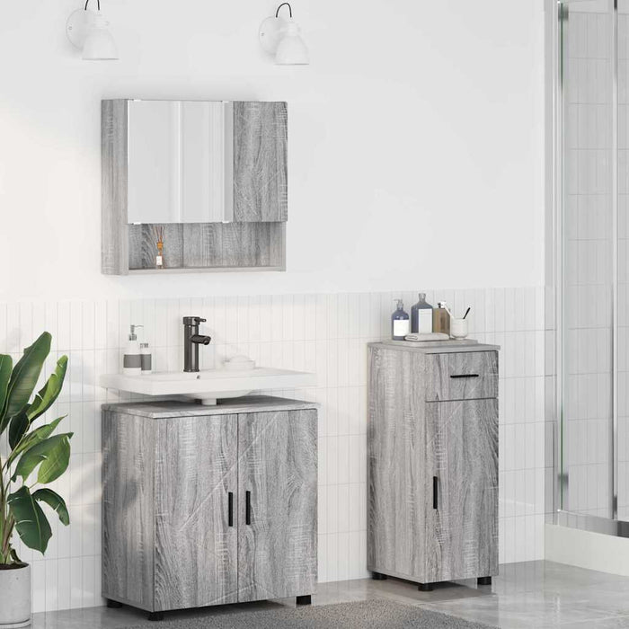 Set de mobilier pentru baie 3 buc. Gri Sonoma 61 x 35 x 64 cm WALTI