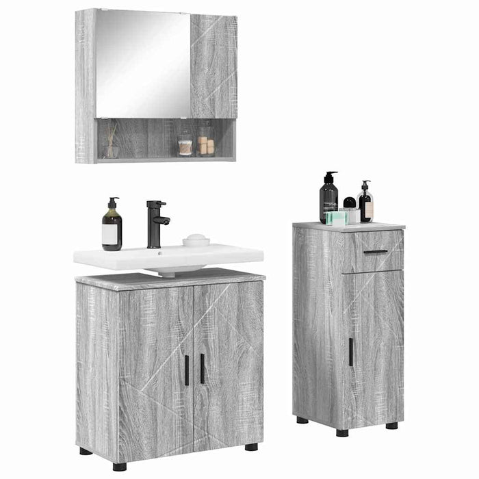 Set de mobilier pentru baie 3 buc. Gri Sonoma 61 x 35 x 64 cm WALTI