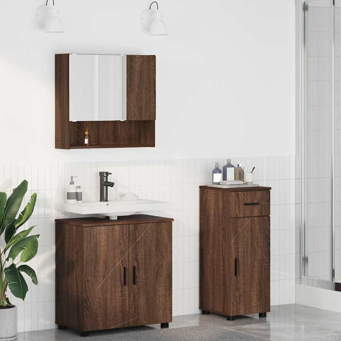 Set de mobilier pentru baie cu sertar 3 pcs Stejar închis - WALTI WALTI
