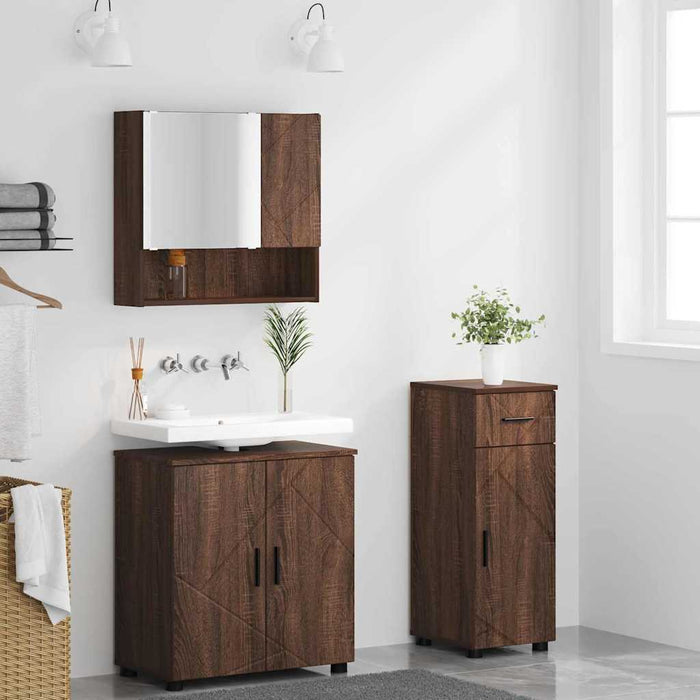 Set de mobilier pentru baie cu sertar 3 pcs Stejar închis - WALTI WALTI