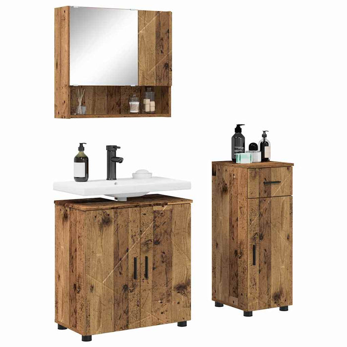 Set de mobilier pentru baie 3 buc. Lemn Vechi 61 x 35 x 64 cm WALTI