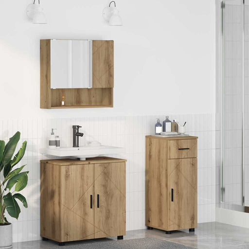 Set de mobilier pentru baie 3 buc. Stejar Artizanal - WALTI WALTI